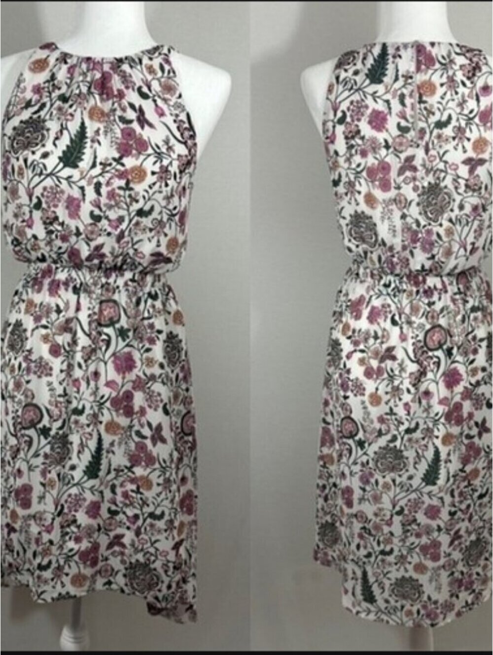 NWOT | H&M | 6 | White Floral Botanical Print High-Low Midi Dress